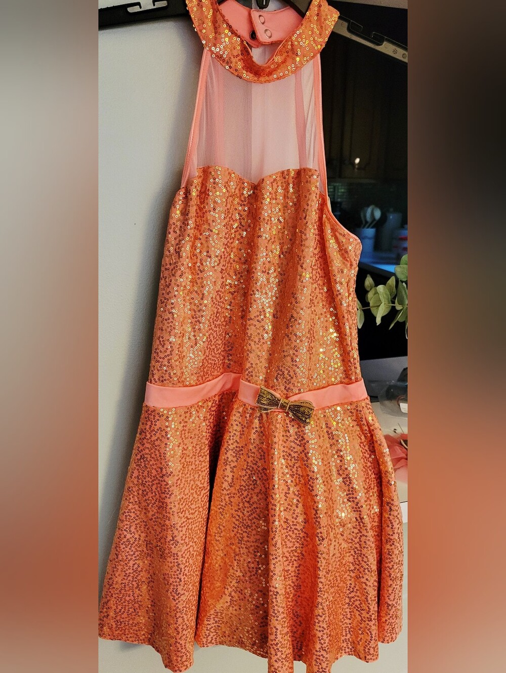 Girls' Sparkle Orange Sequin Halter Costume